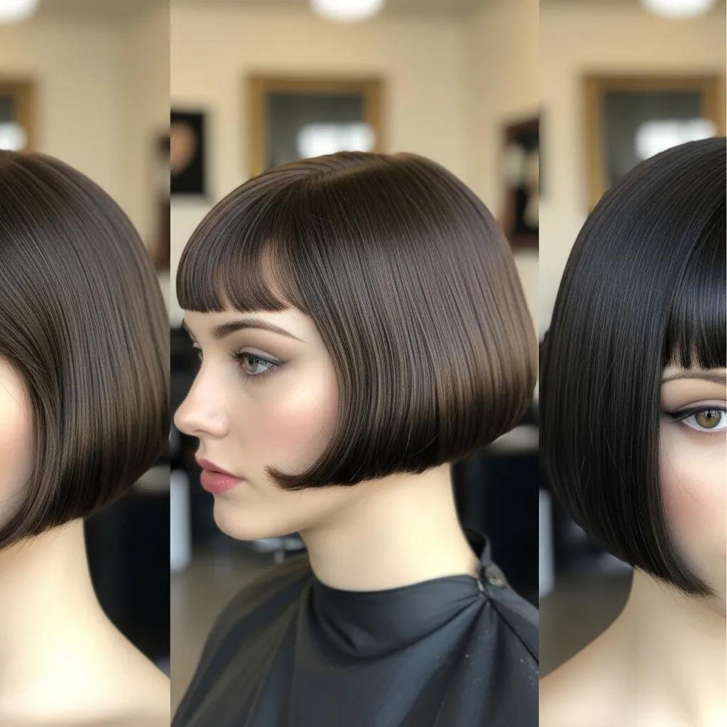 Three classic 1920s bob styles — shingle, pageboy and blunt — showing their shapes and textures