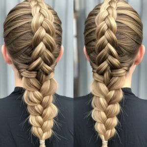 Close-up of a person with Dutch and French braids, showcasing texture and volume differences