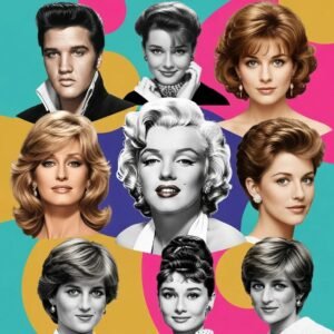 Collage of iconic celebrity hairstyles including Marilyn Monroe, The Rachel, and Farrah Fawcett