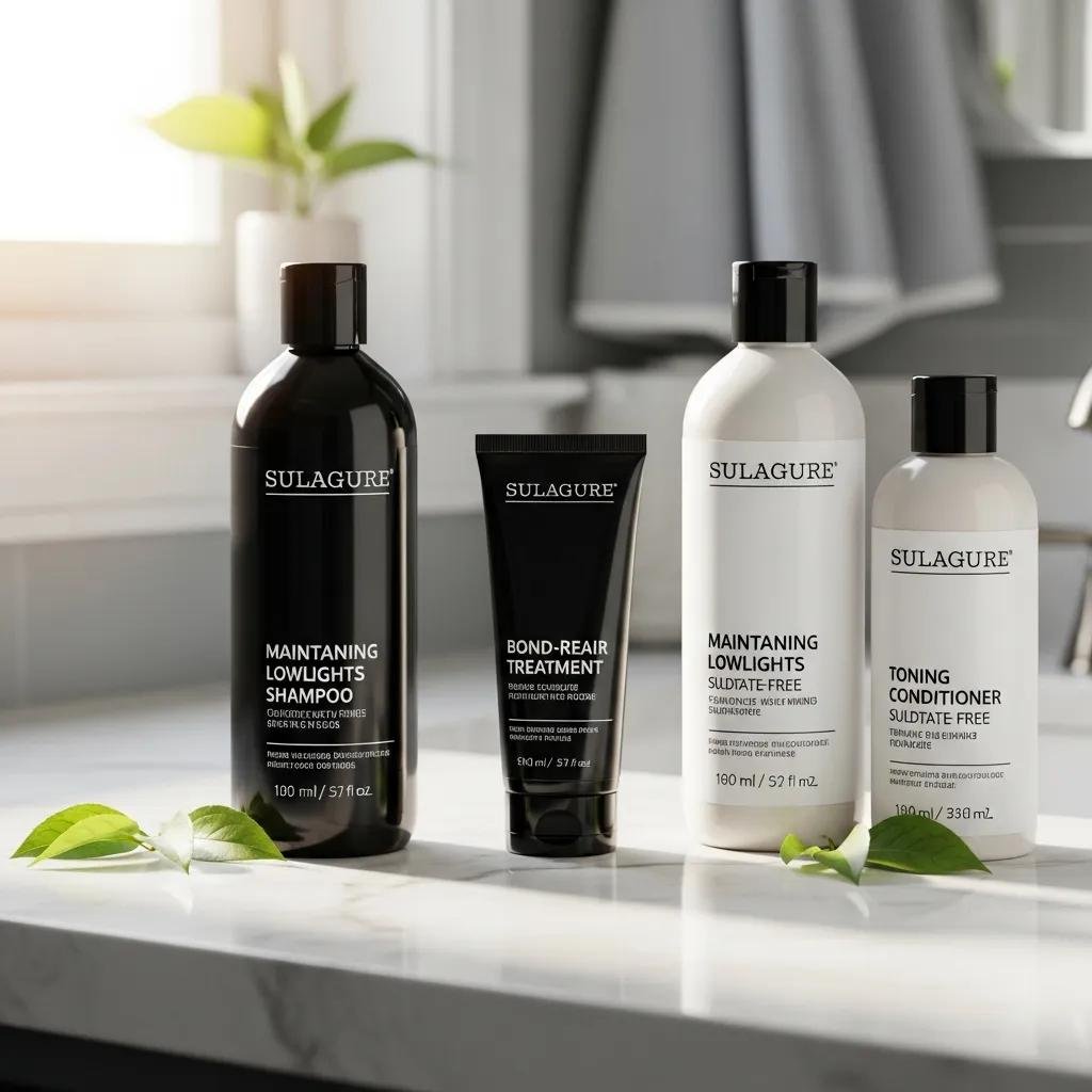 Hair care products arranged to maintain dimensional lowlights at home