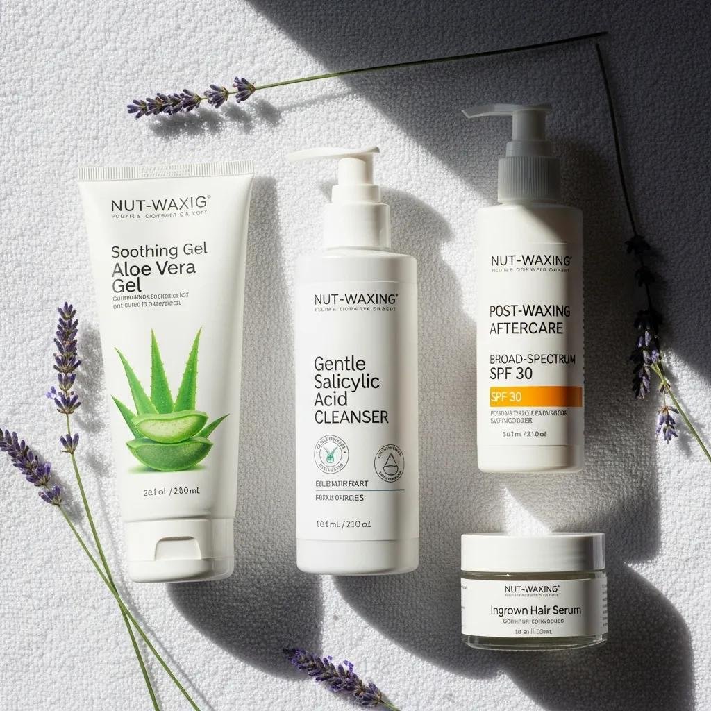 Aftercare essentials—gentle soothing gel and sun protection recommended after a gentle lip wax