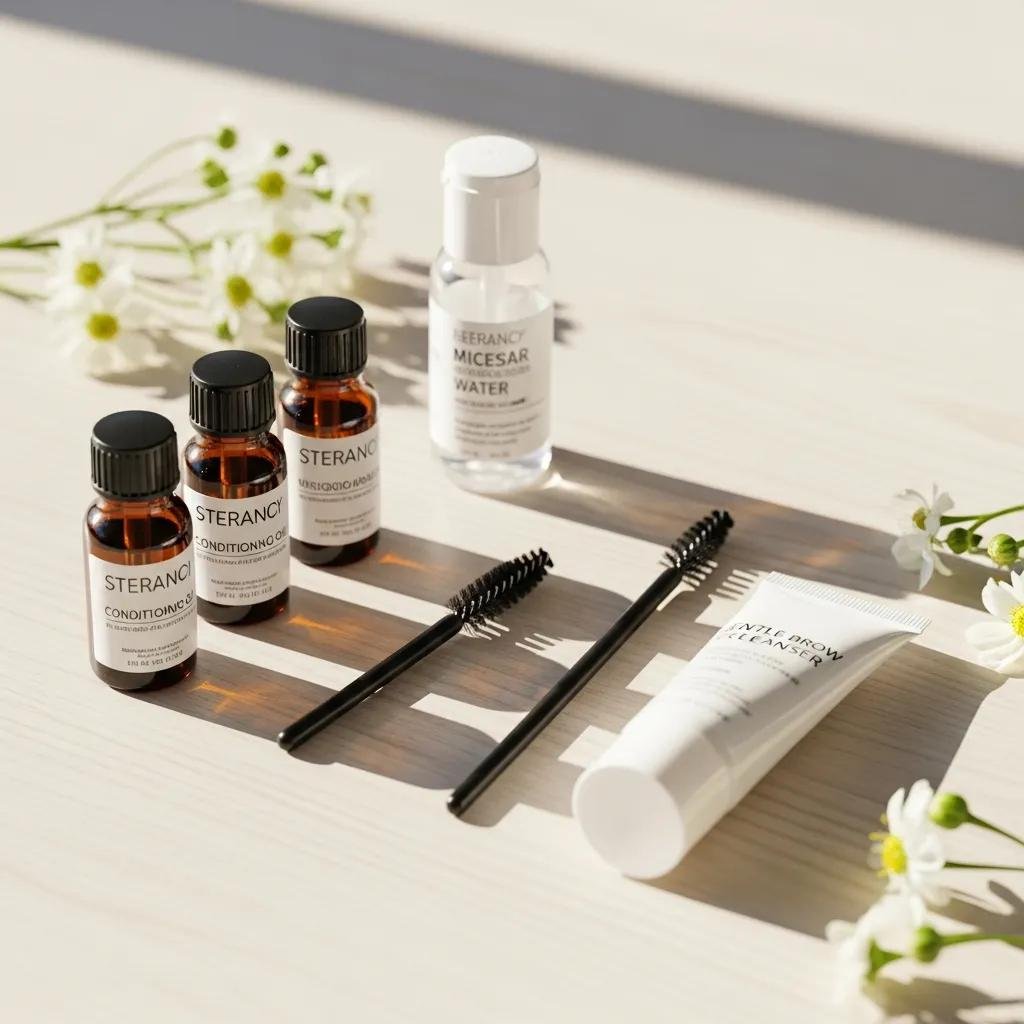 Aftercare kit for laminated brows with conditioning oil and a spoolie brush