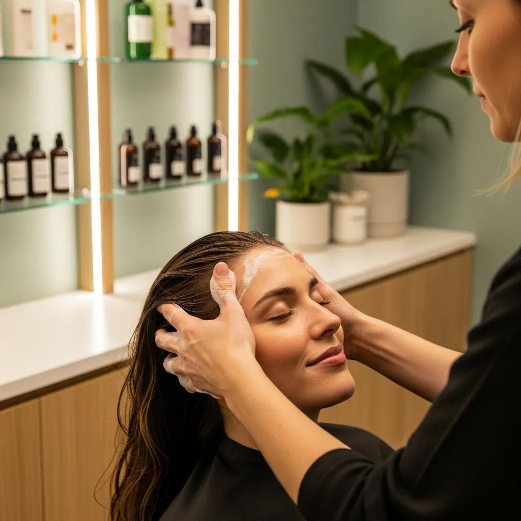 Scalp massage at a salon — showing the role of scalp care in hair growth