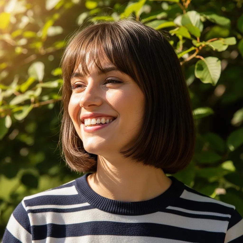 French bob example outdoors — one of the popular bob variations we cut in Bethesda