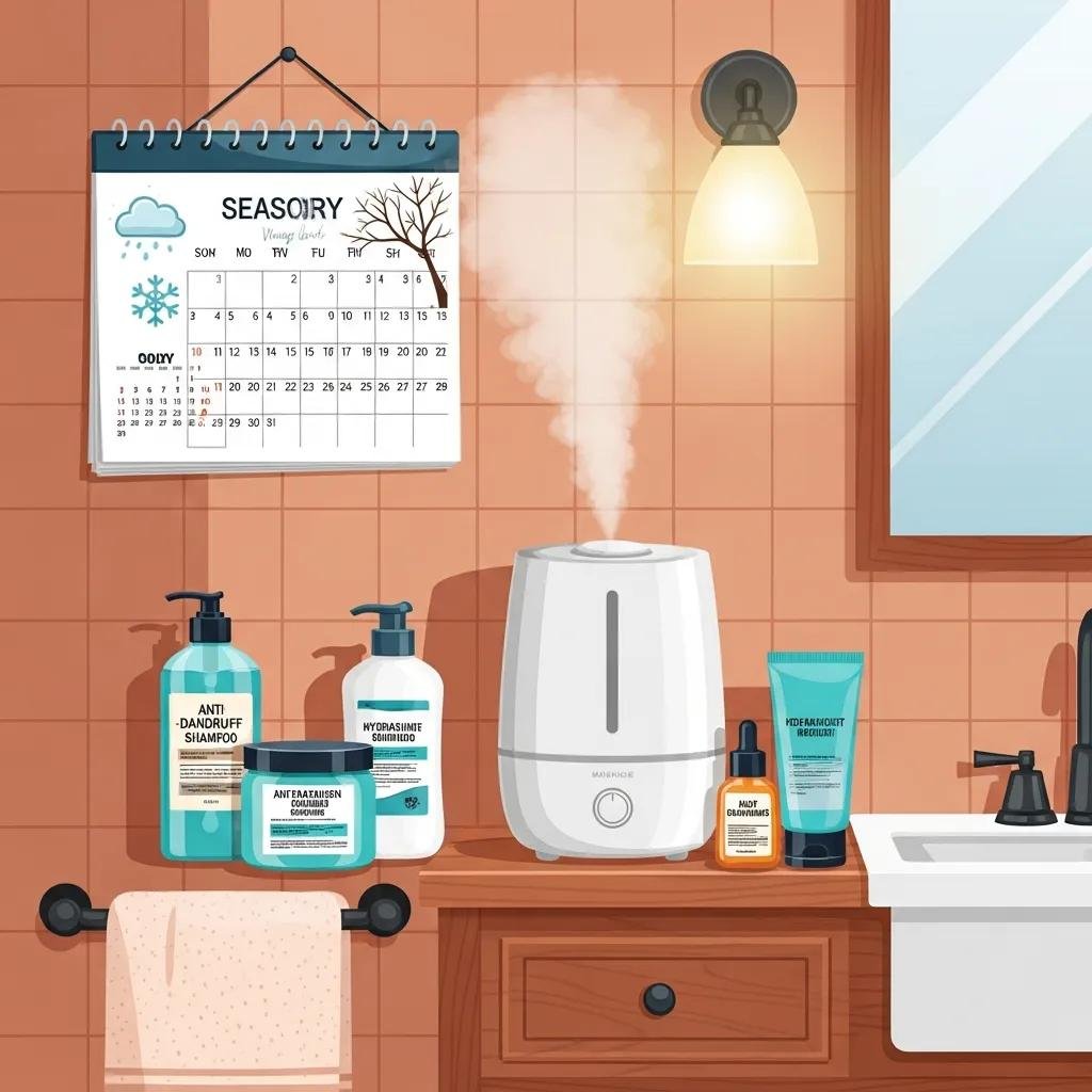 Humidifier and hair products illustrating environmental and product factors that affect scalp moisture